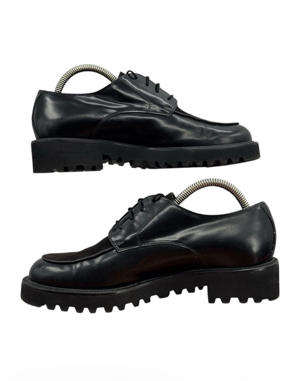 Paul Green Oxford Vibram Loafer Shoe SZ 8 Womens Black Leather Platform Preppy
